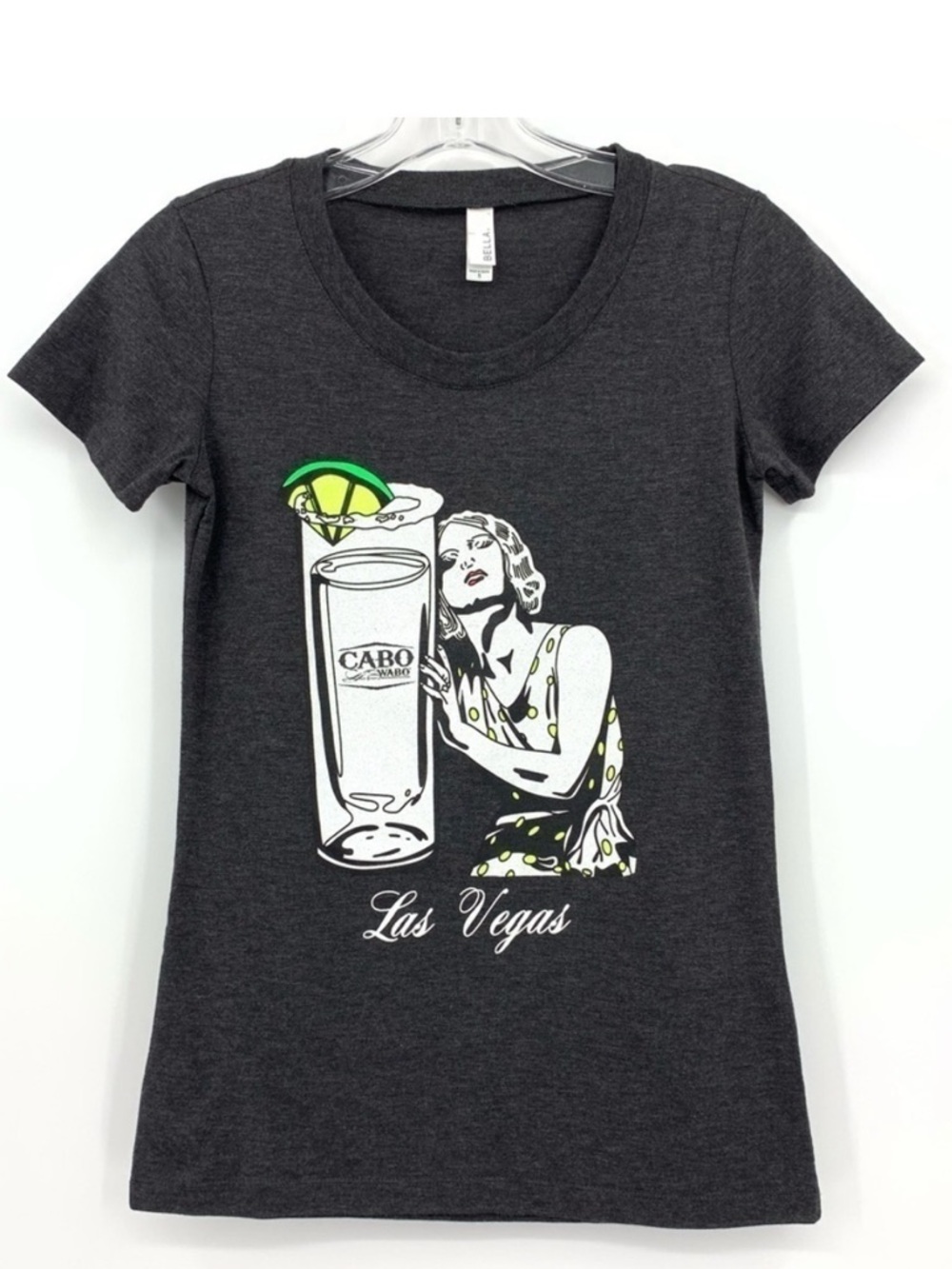 Cabo Wabo Gray Las Vegas Retro Girl Graphic Crewneck Tee Size Small